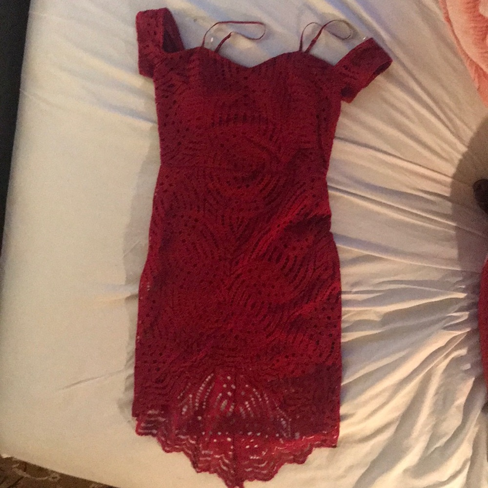 Trixxi off the shoulder Red Lace Dress